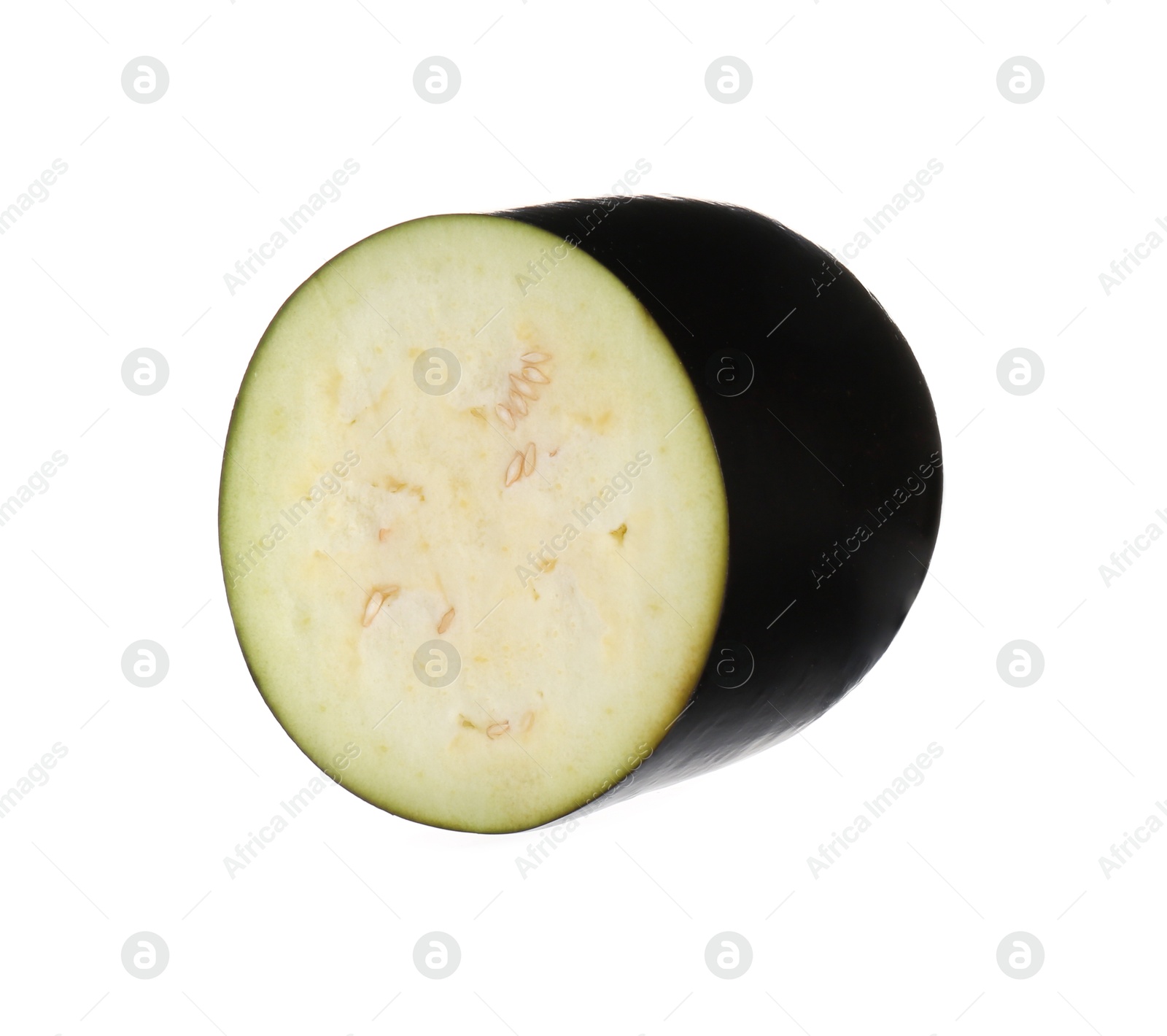 Photo of Half of raw eggplant isolated on white