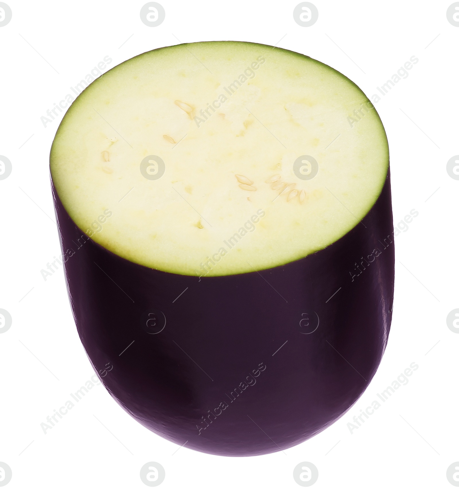 Photo of Half of raw eggplant isolated on white