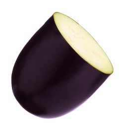 Photo of Half of raw eggplant isolated on white