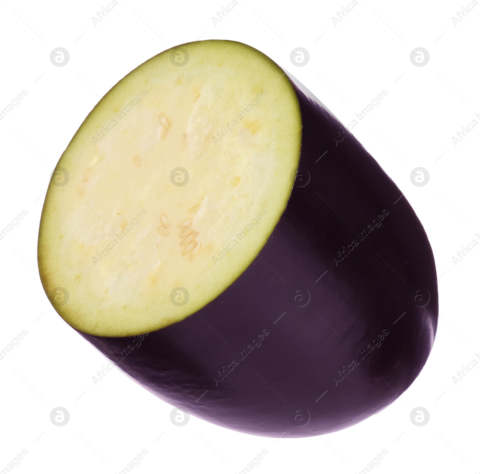 Photo of Half of raw eggplant isolated on white