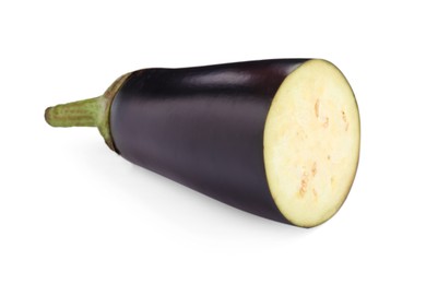Photo of Half of raw eggplant isolated on white
