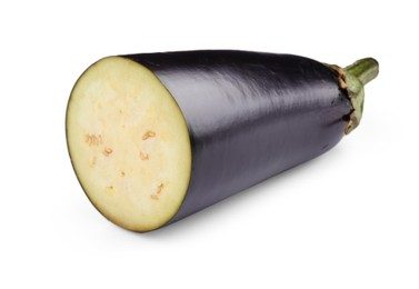 Photo of Half of raw eggplant isolated on white