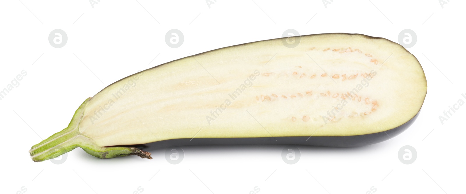 Photo of Half of fresh eggplant isolated on white