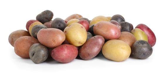 Photo of Different types of potatoes isolated on white