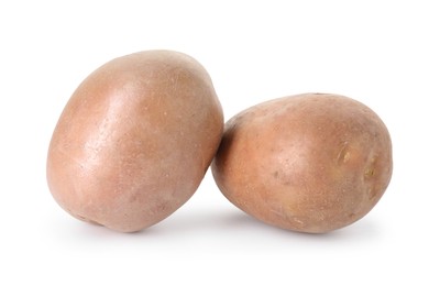 Photo of Two fresh ripe potatoes isolated on white