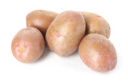 Photo of Many fresh ripe potatoes isolated on white