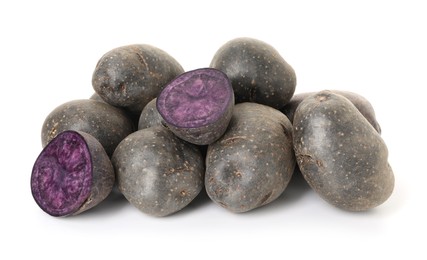Photo of Fresh ripe purple potatoes isolated on white
