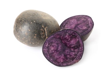 Photo of Fresh ripe purple potatoes isolated on white