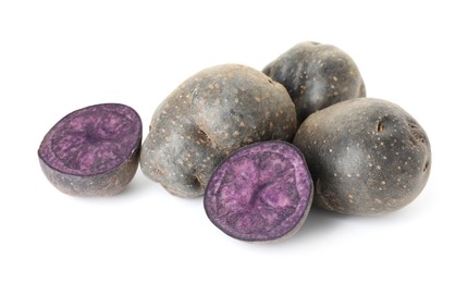 Photo of Fresh ripe purple potatoes isolated on white