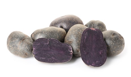 Photo of Fresh ripe purple potatoes isolated on white