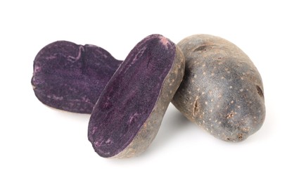 Photo of Fresh ripe purple potatoes isolated on white