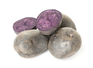Photo of Fresh ripe purple potatoes isolated on white