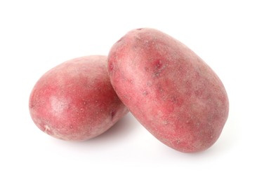 Photo of Fresh ripe red potatoes isolated on white