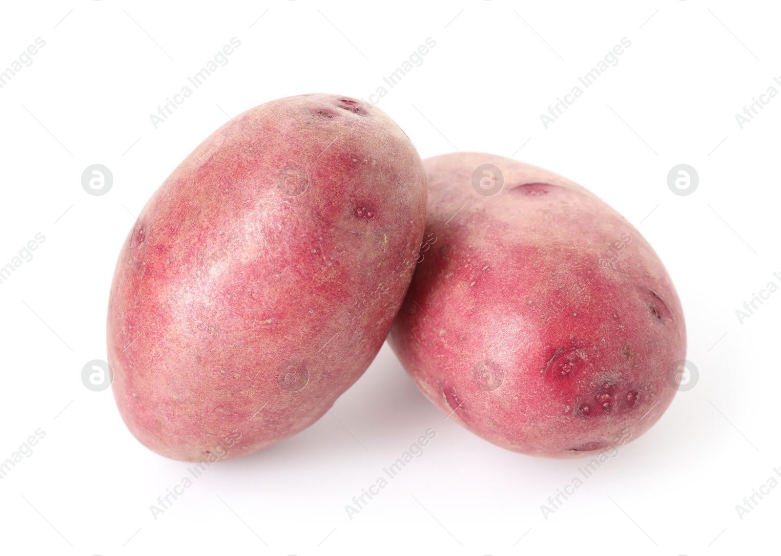 Photo of Fresh ripe red potatoes isolated on white
