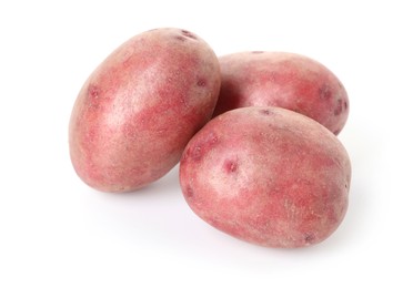 Photo of Fresh ripe red potatoes isolated on white