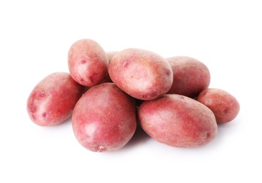 Photo of Fresh ripe red potatoes isolated on white