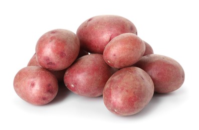 Photo of Fresh ripe red potatoes isolated on white