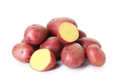 Photo of Fresh ripe red potatoes isolated on white