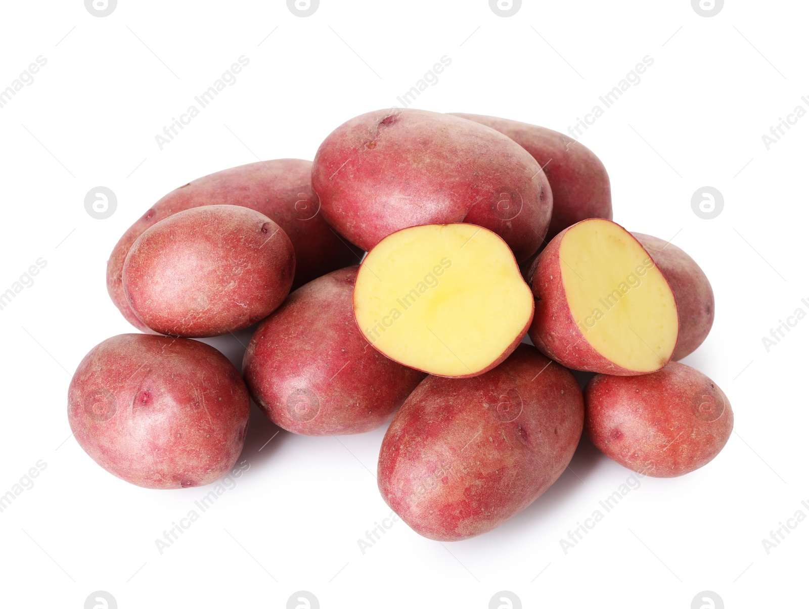 Photo of Fresh ripe red potatoes isolated on white