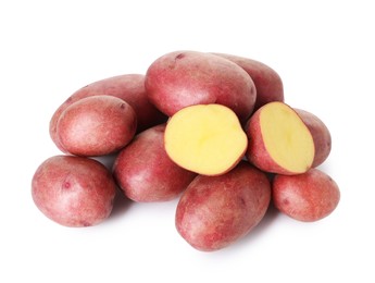 Photo of Fresh ripe red potatoes isolated on white