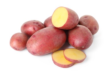 Photo of Fresh ripe red potatoes isolated on white