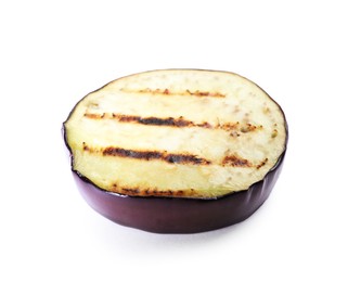 Photo of Grilled slice of eggplant isolated on white