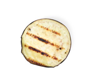 Photo of Slice of grilled eggplant isolated on white, top view