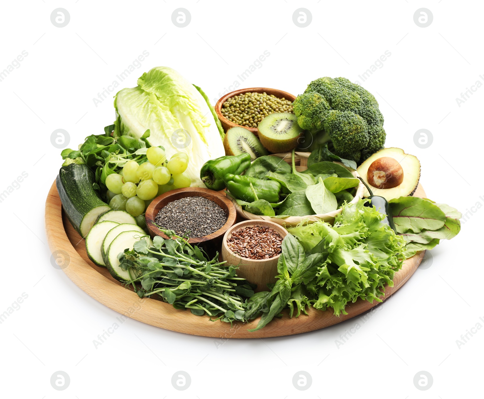Photo of Superfood. Different healthy products isolated on white