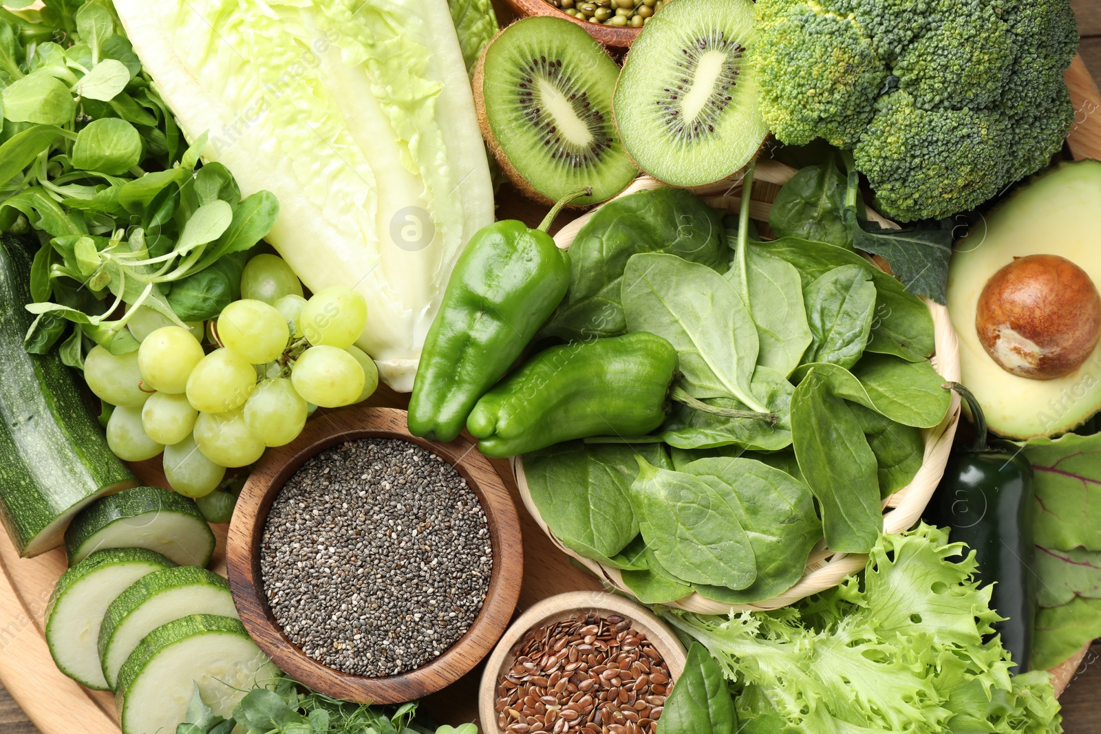 Superfood. Different healthy products on table, closeup Photo of Superfood. Different healthy products on table, closeup