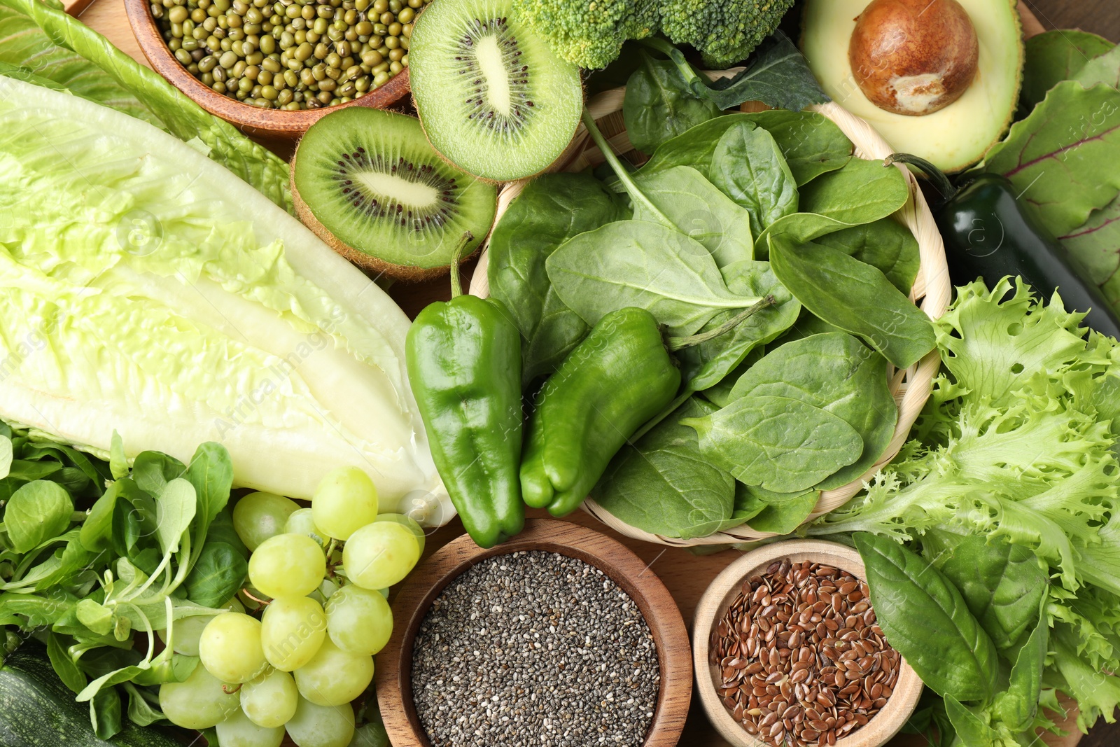 Superfood. Different healthy products on table, closeup Photo of Superfood. Different healthy products on table, closeup