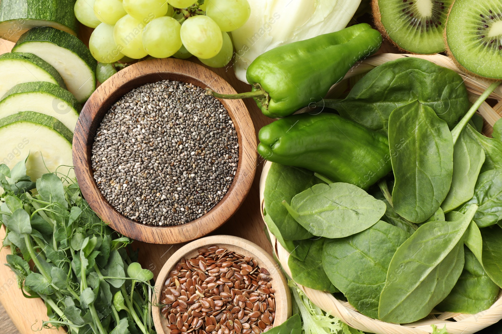 Superfood. Different healthy products on table, closeup Photo of Superfood. Different healthy products on table, closeup