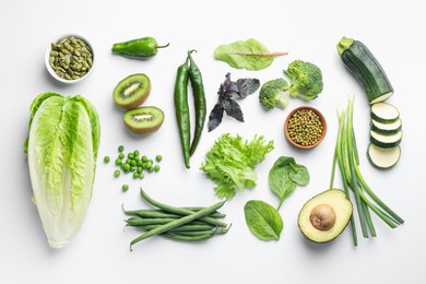 Photo of Superfood. Different healthy products on white background, flat lay