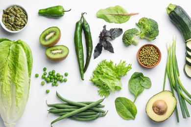 Photo of Superfood. Different healthy products on white background, flat lay