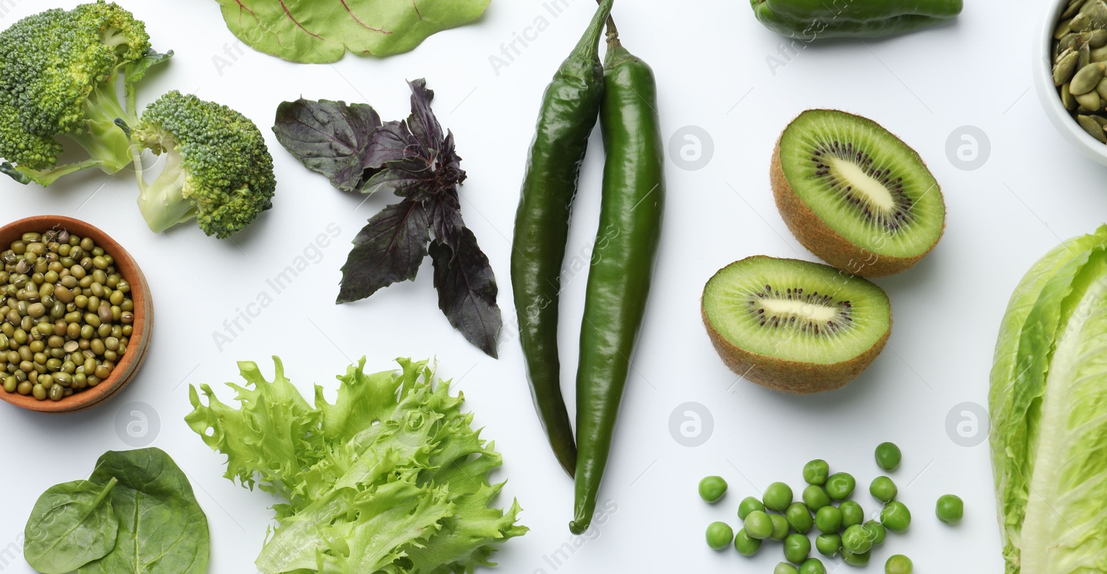 Photo of Superfood. Different healthy products on white background, flat lay