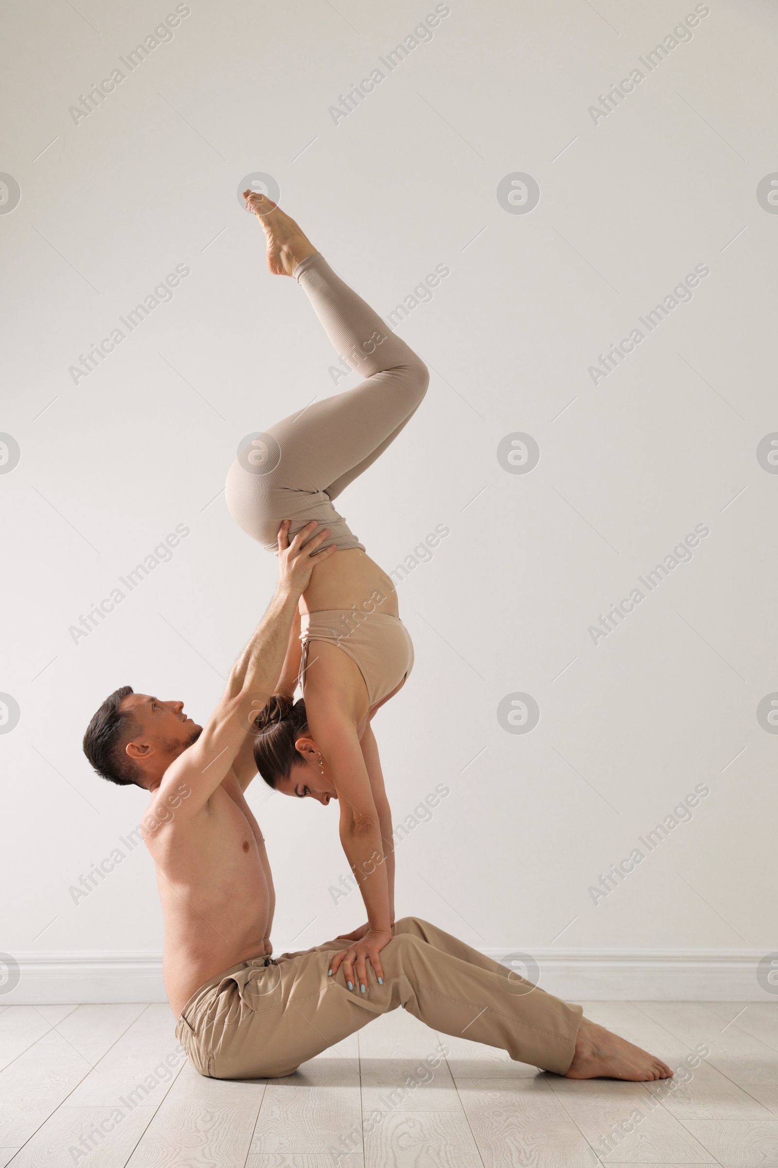 Photo of Couple of professional dancers training in studio