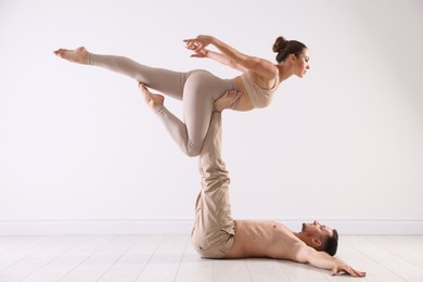 Photo of Couple of professional dancers training in studio
