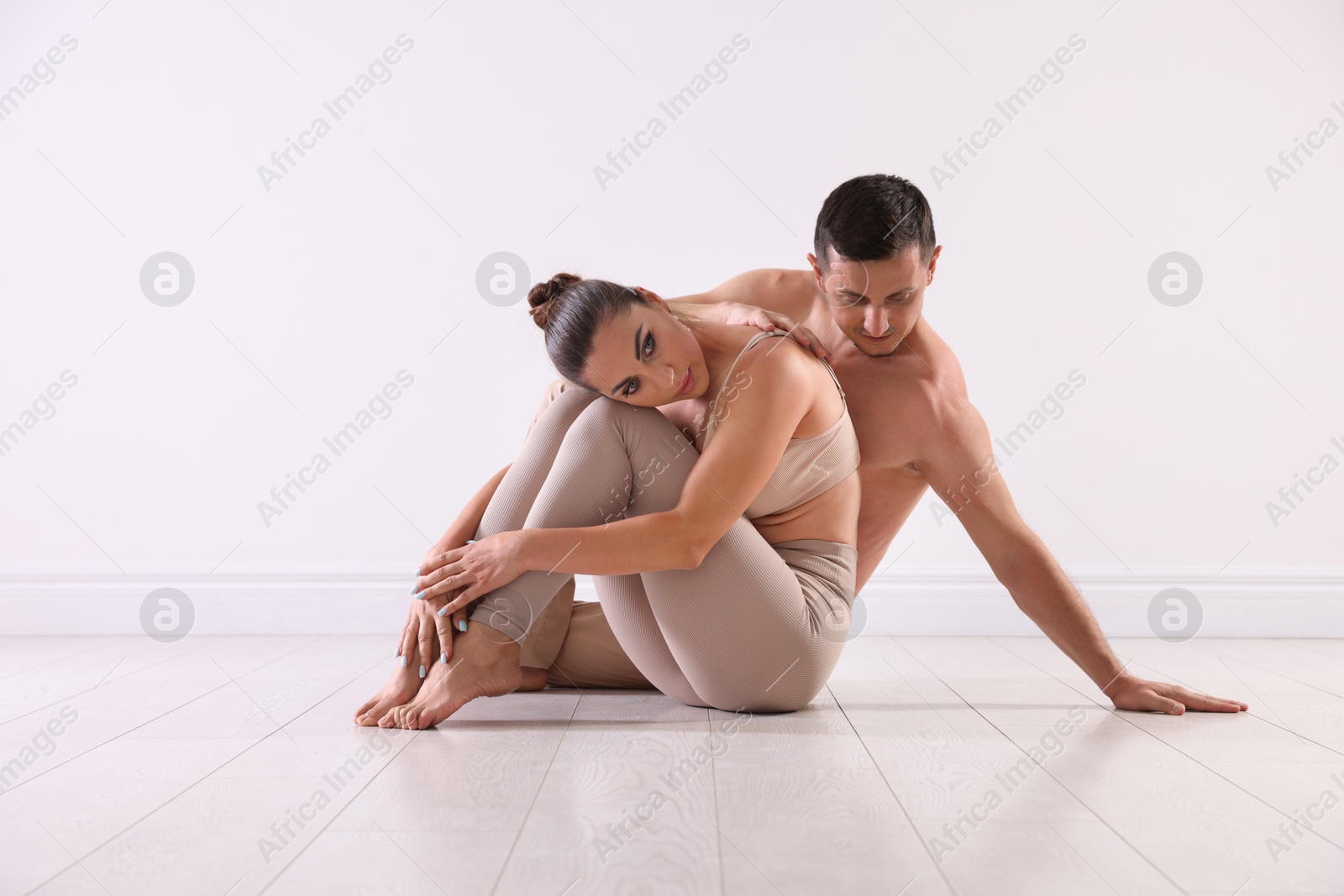 Photo of Couple of professional dancers training in studio