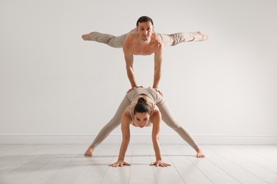 Photo of Couple of professional dancers training in studio