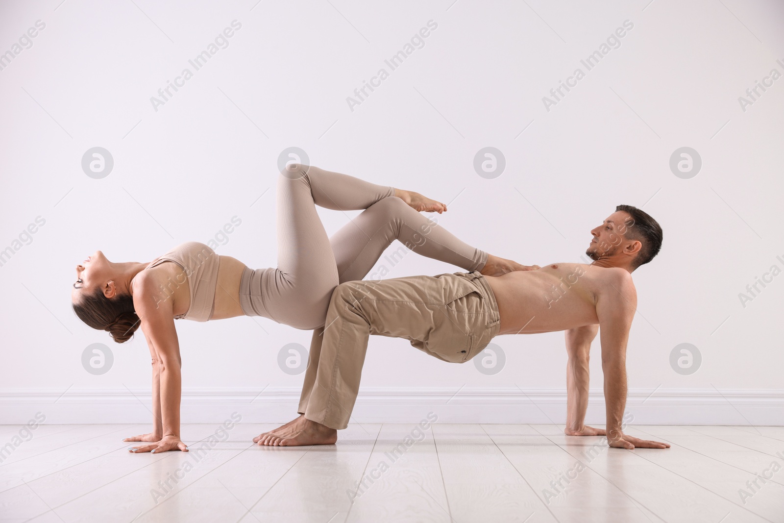 Couple of professional dancers training in studio Photo of Couple of professional dancers training in studio