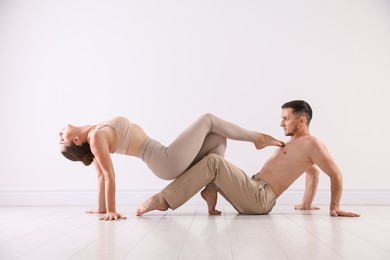 Photo of Couple of professional dancers training in studio