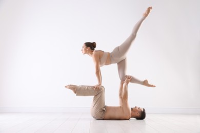 Photo of Couple of professional dancers training in studio
