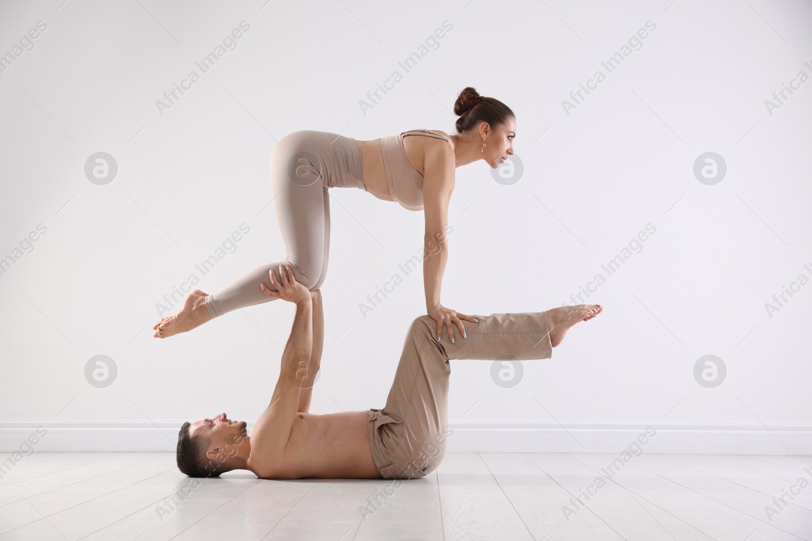 Couple of professional dancers training in studio Photo of Couple of professional dancers training in studio