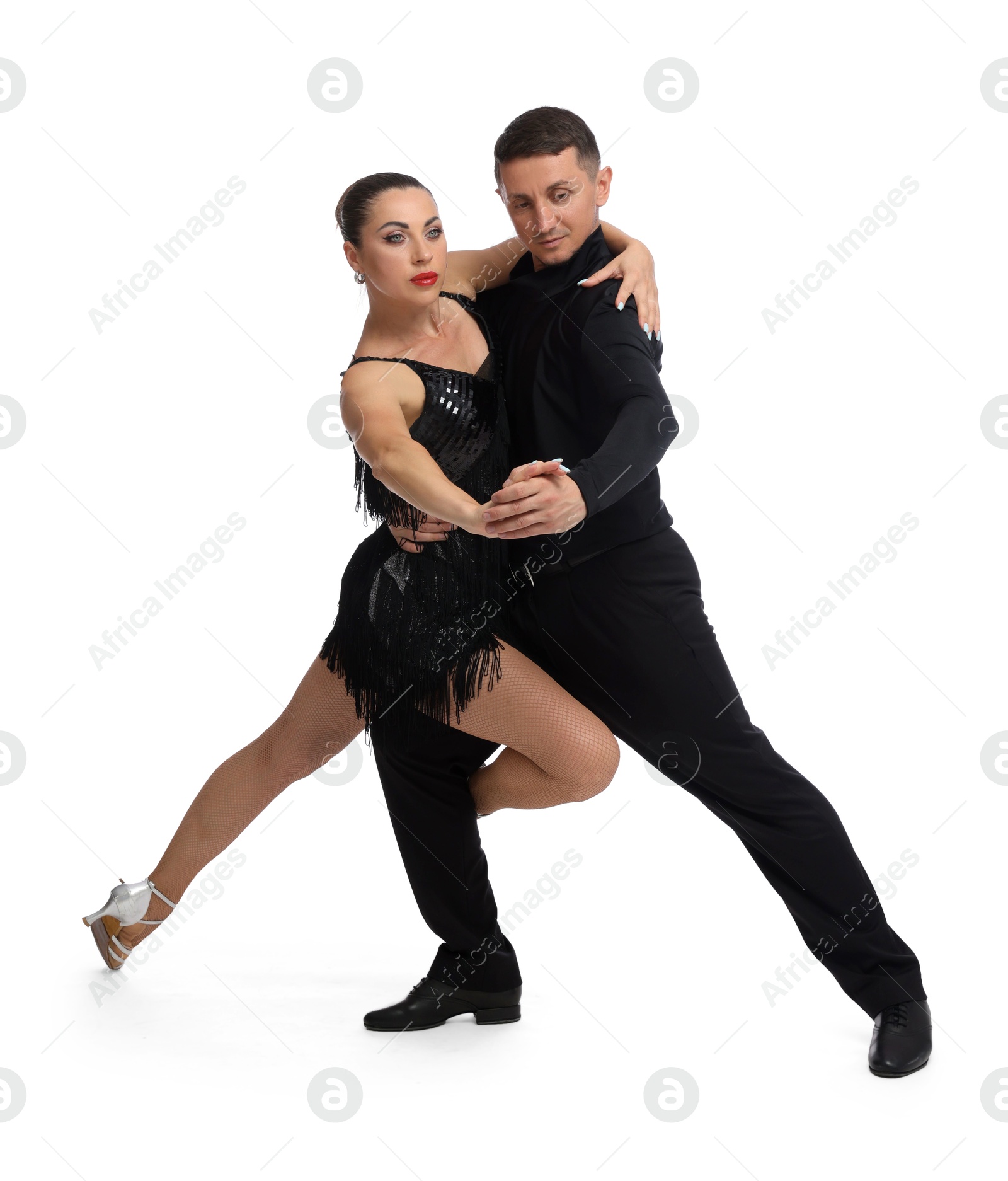Couple of professional dancers on white background Photo of Couple of professional dancers on white background