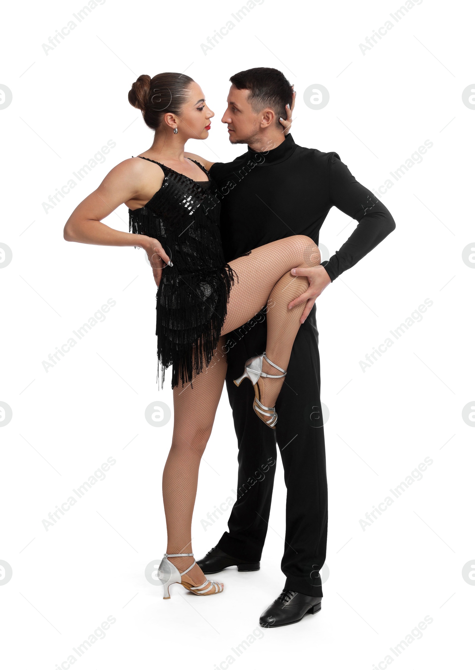 Couple of professional dancers on white background Photo of Couple of professional dancers on white background