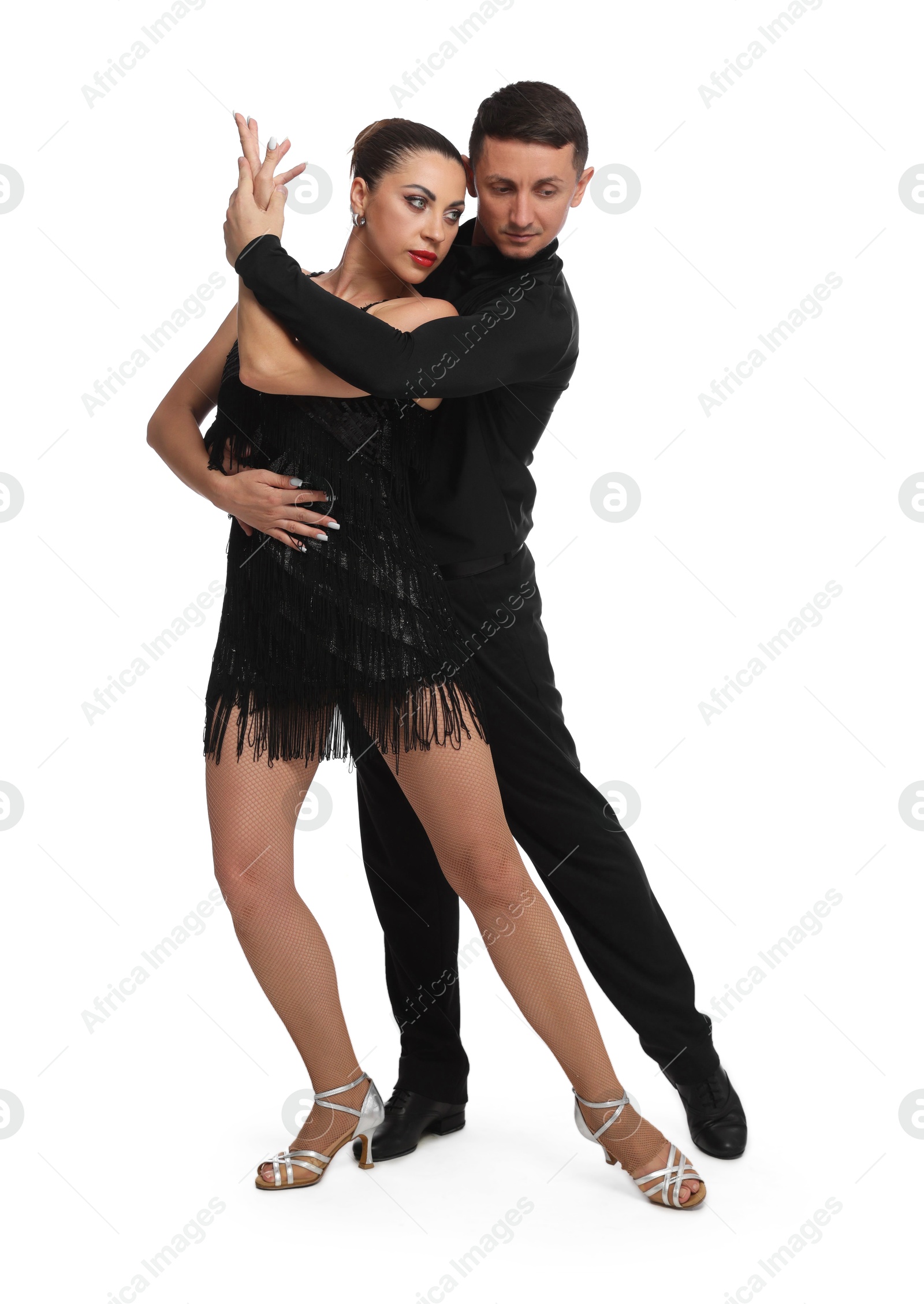 Couple of professional dancers on white background Photo of Couple of professional dancers on white background