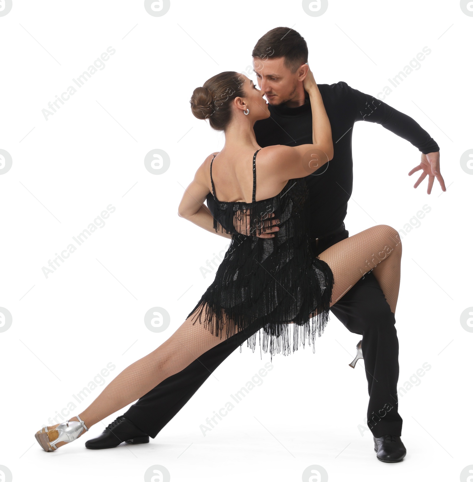 Couple of professional dancers on white background Photo of Couple of professional dancers on white background