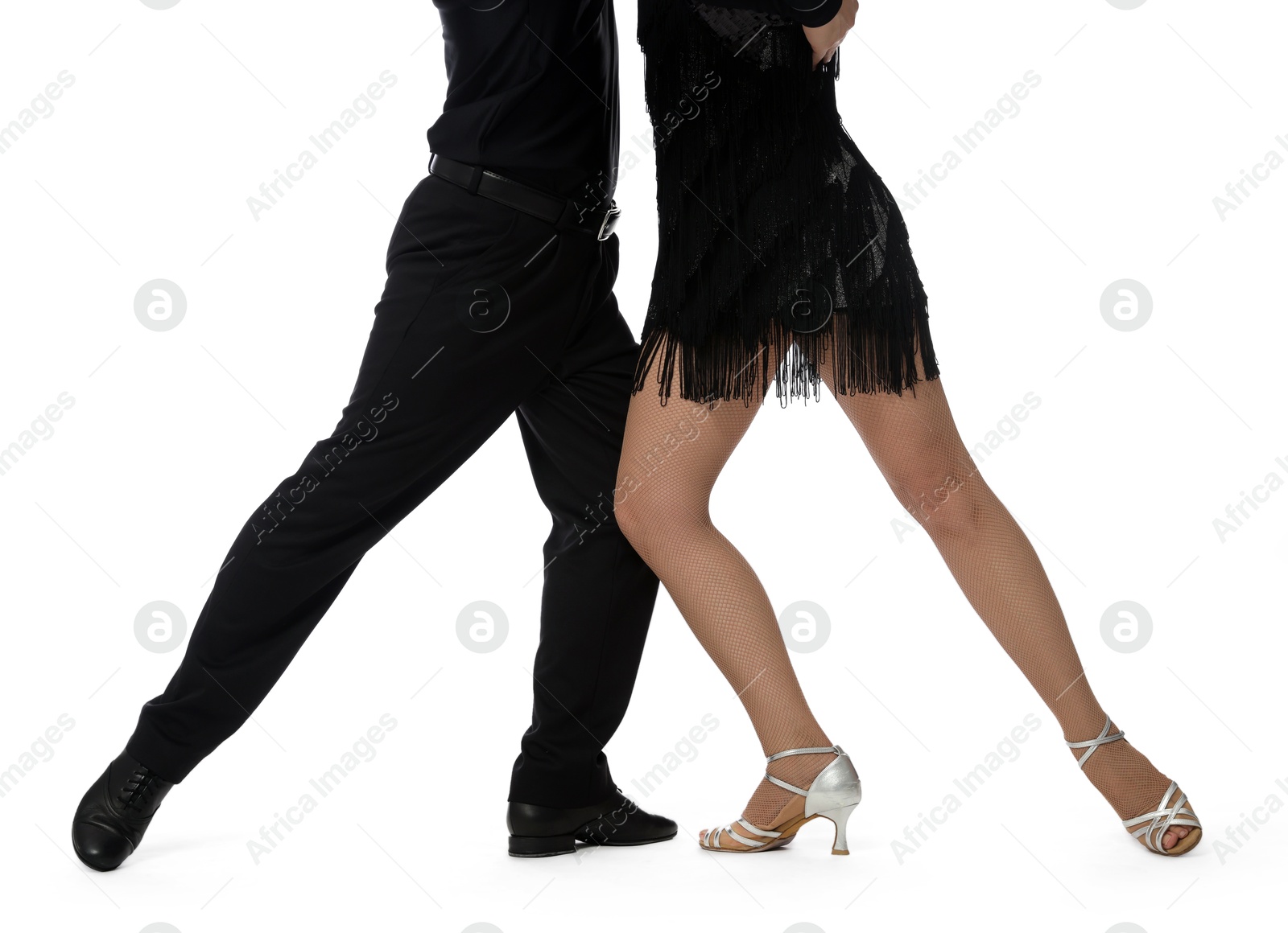 Couple of professional dancers on white background, closeup Photo of Couple of professional dancers on white background, closeup