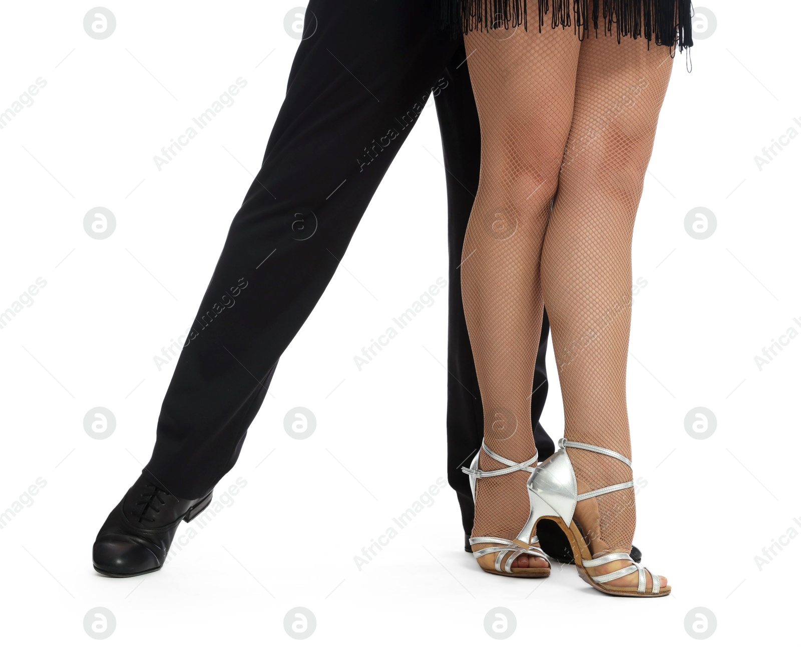Couple of professional dancers on white background, closeup Photo of Couple of professional dancers on white background, closeup