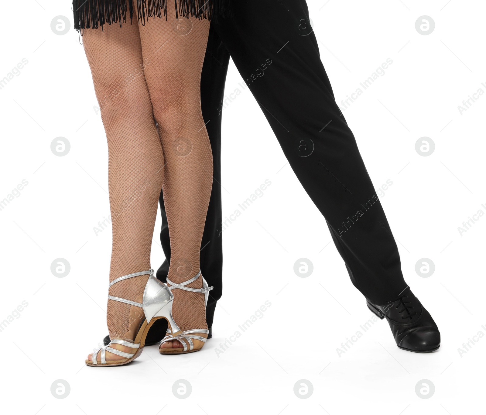 Couple of professional dancers on white background, closeup Photo of Couple of professional dancers on white background, closeup