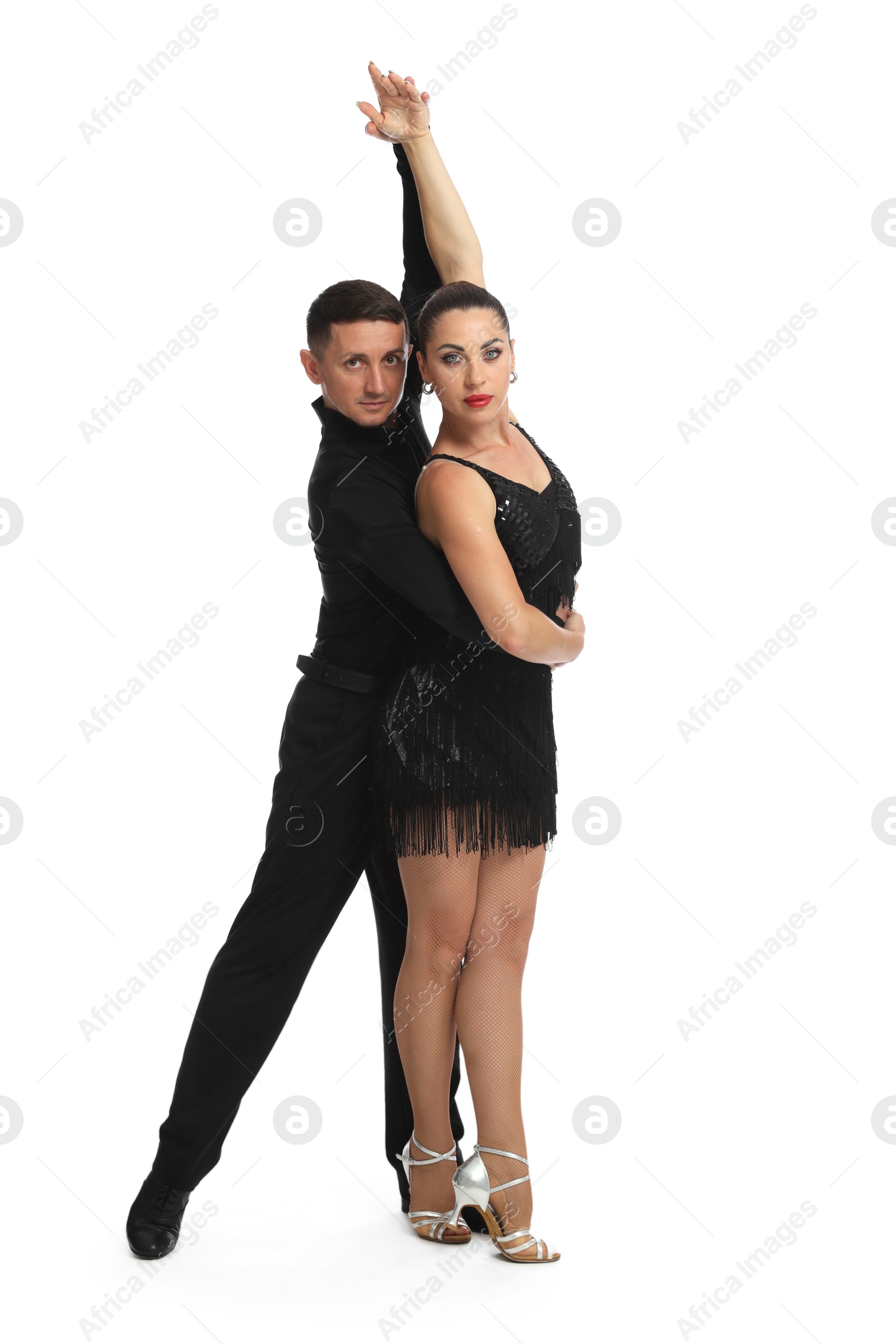 Couple of professional dancers on white background Photo of Couple of professional dancers on white background